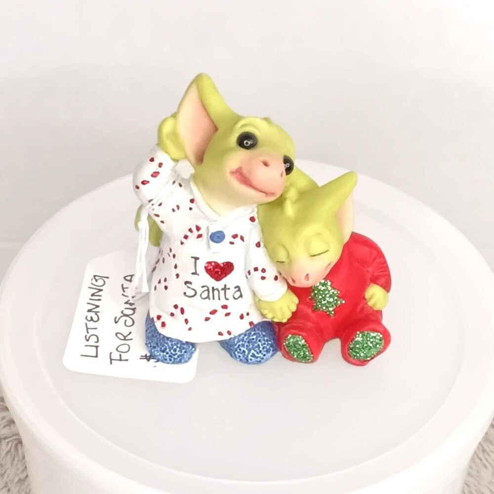 Vintage 2003 Pocket Dragons Listening For Santa Holiday Figurine Real Musgrave